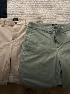 J. Crew Straight-Leg Chinos in Sage and Beige